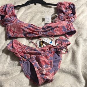 Time and Tru Lavender & Pink Floral Bikini Set